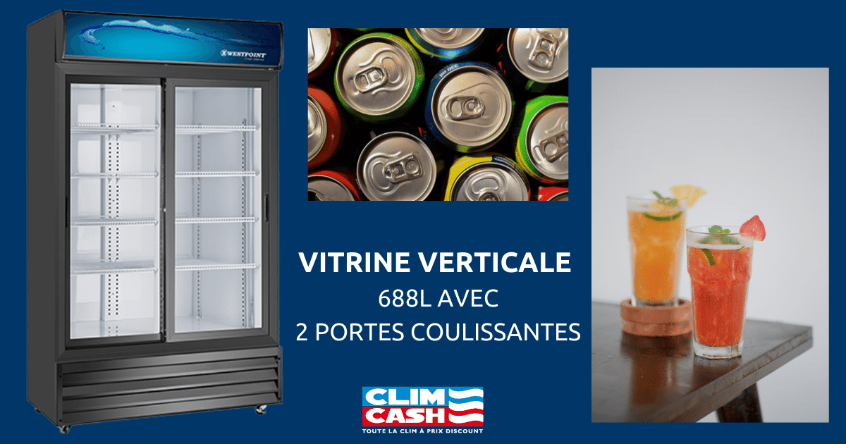 Vitrine vérticale 2 portes Westpoint - Clim Cash