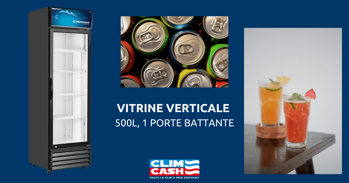 Vitrine verticale Westpoint 500L 1 porte battante
